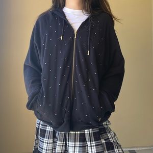 JUICY COUTURE Sparkle Gem Zip Up Hoodie Jacket